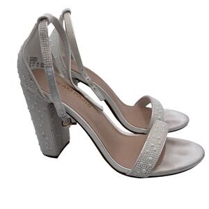 Dream Pairs 9.5 Pearl Block Heel Sandals Bridal Wedding Ankle Strap Women's